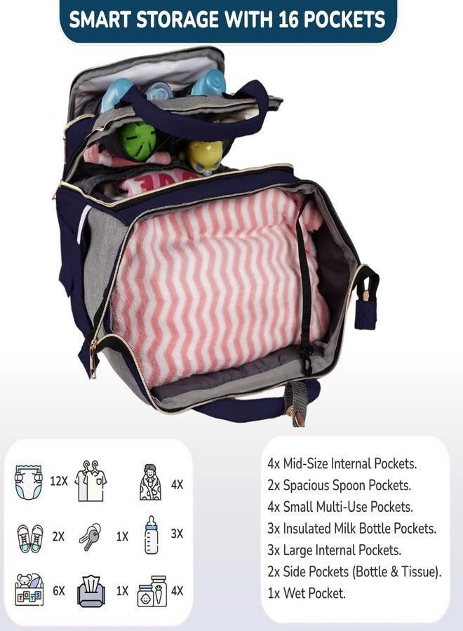 MAMMA Dual Partition Diaper Bag for Mothers for Travel, Baby Bag for Mother Travel,16 Pockets Diaper Bags for Mom and Hospital Bag for Delivery Women,Unisex Baby Diaper Bag with 9 Month Warranty - Image 4